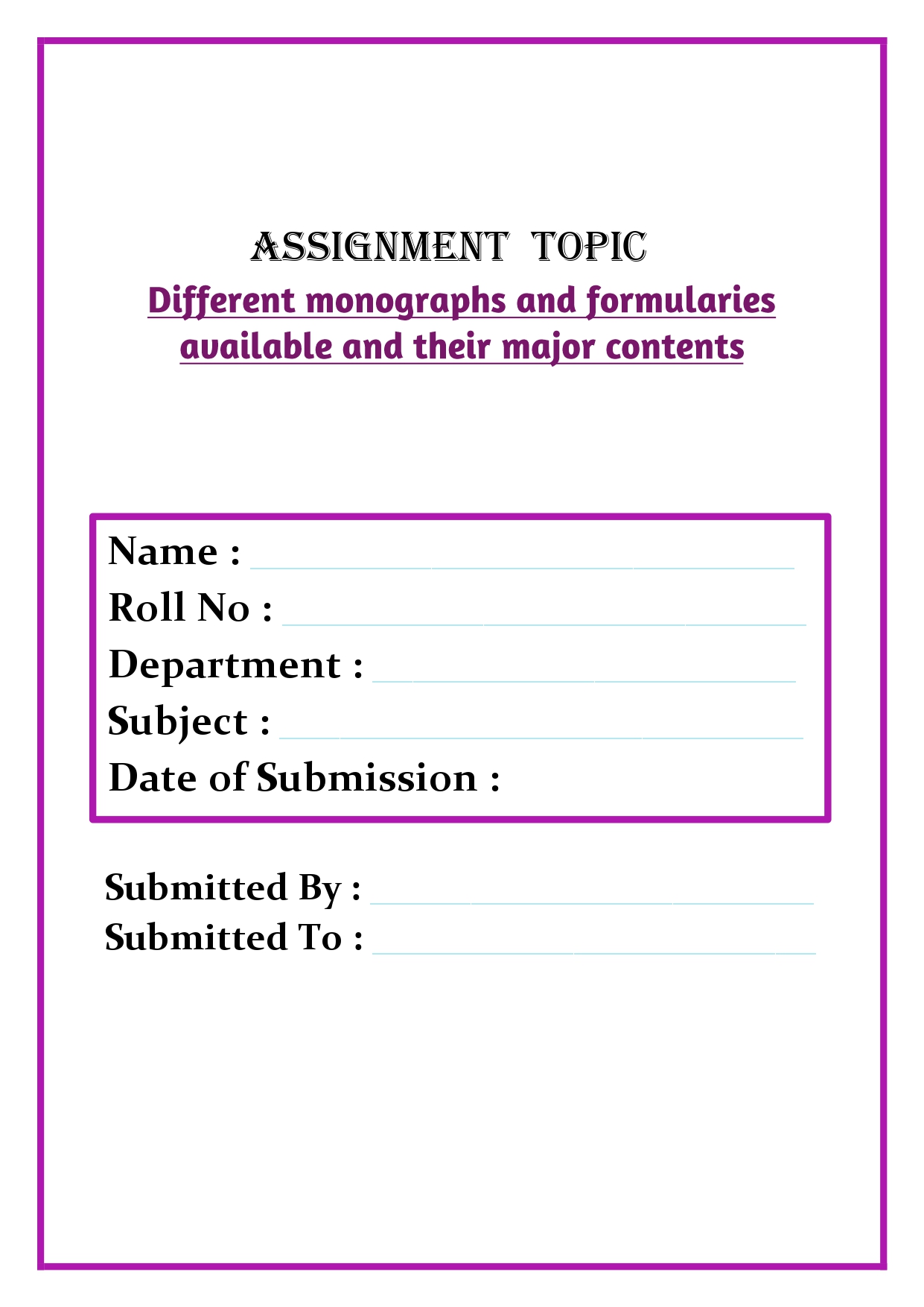 Different monographs and formularies available and their major contents Assignment - Image 4
