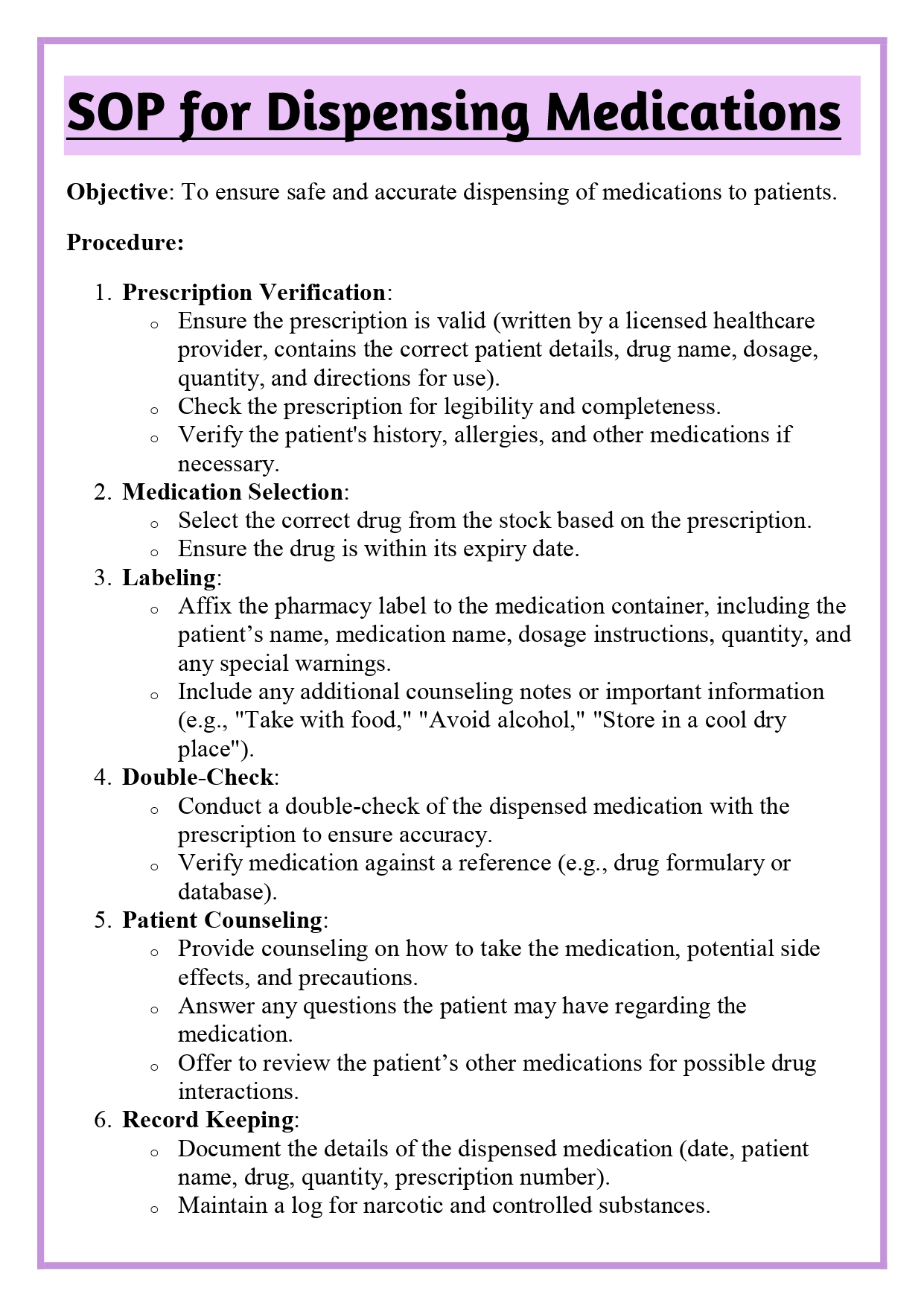 SOPs for various activities in Community Pharmacy (as discussed in Theory and Practical) Assignment - Image 6