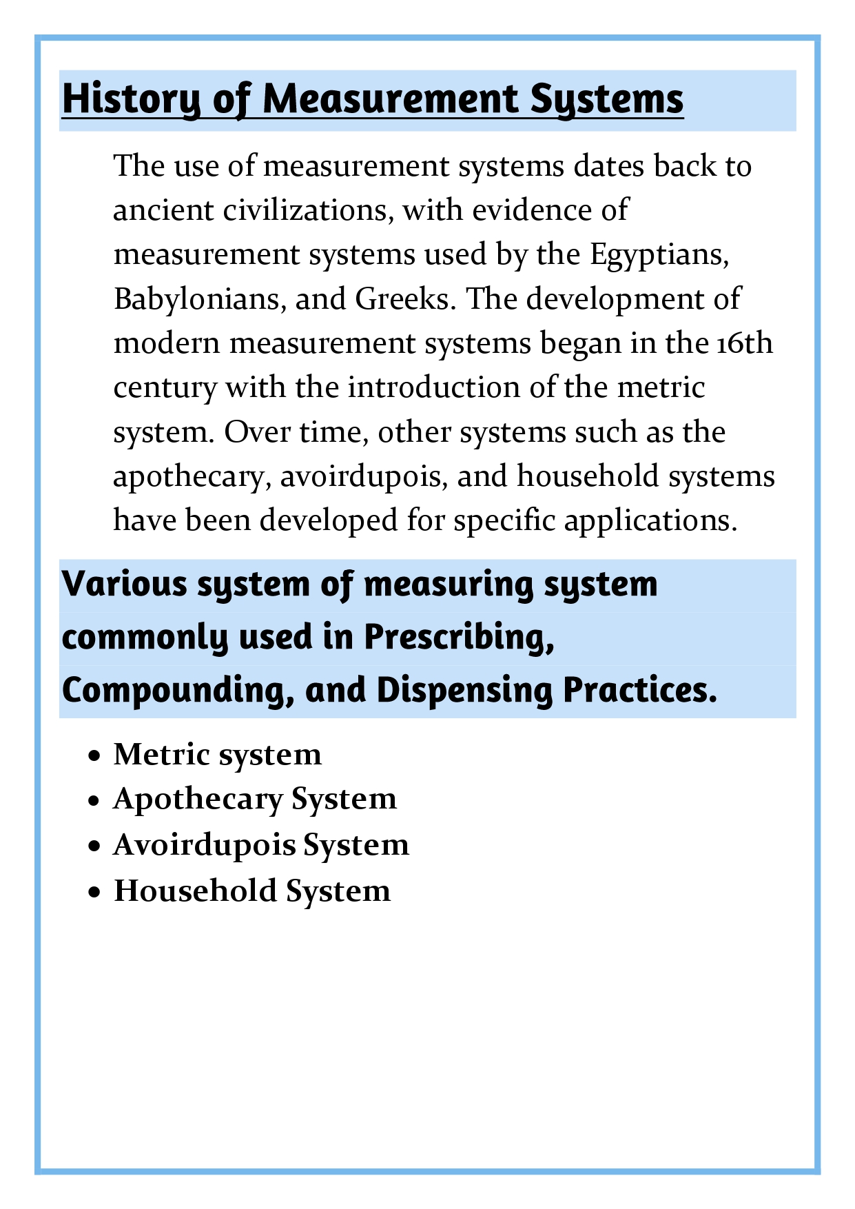 Various systems of measures commonly used in prescribing, compounding and dispensing practices Assignment - Image 6
