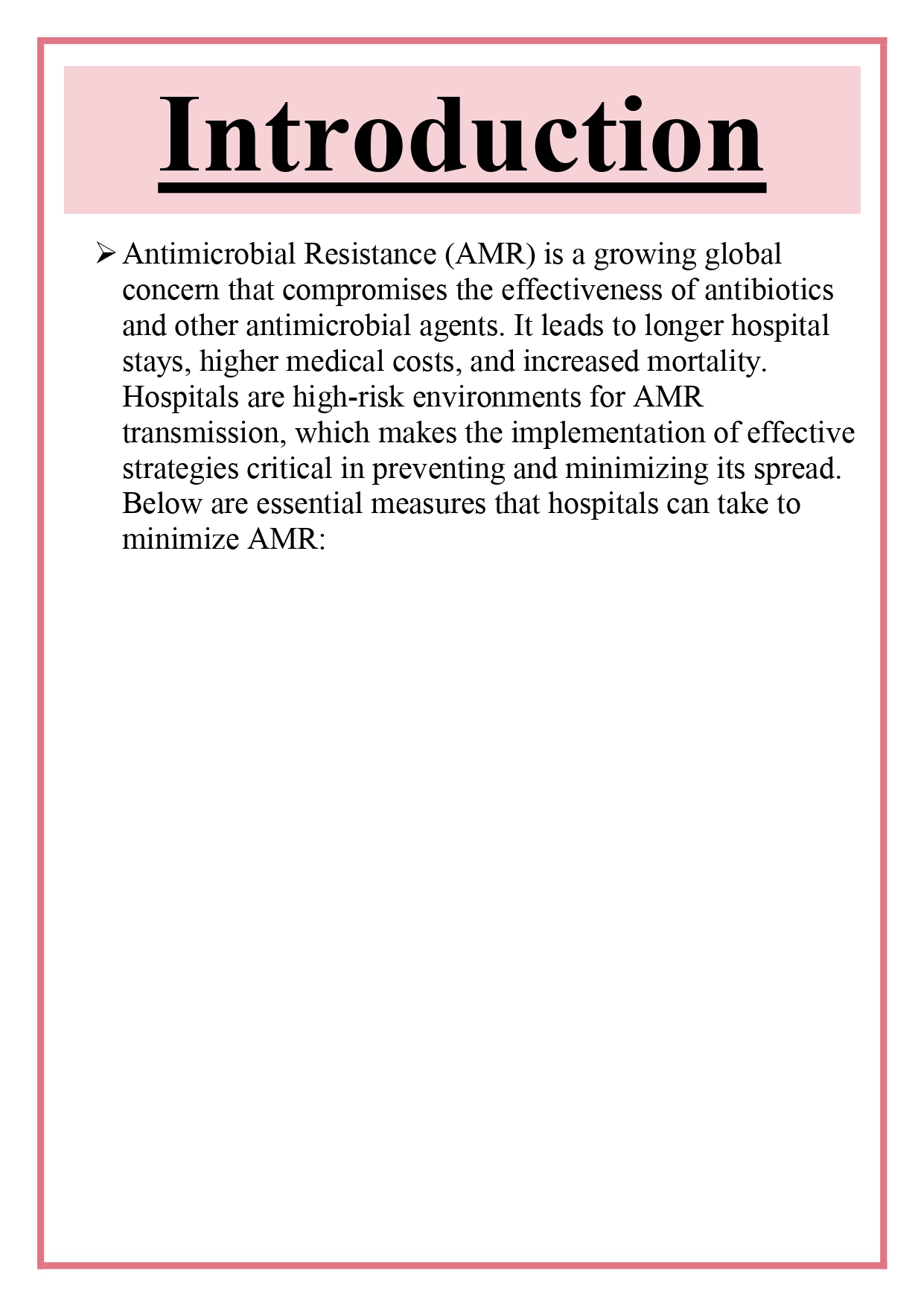 Measures to be taken in hospitals to minimize Antimicrobial Resistance Assignment - Image 5