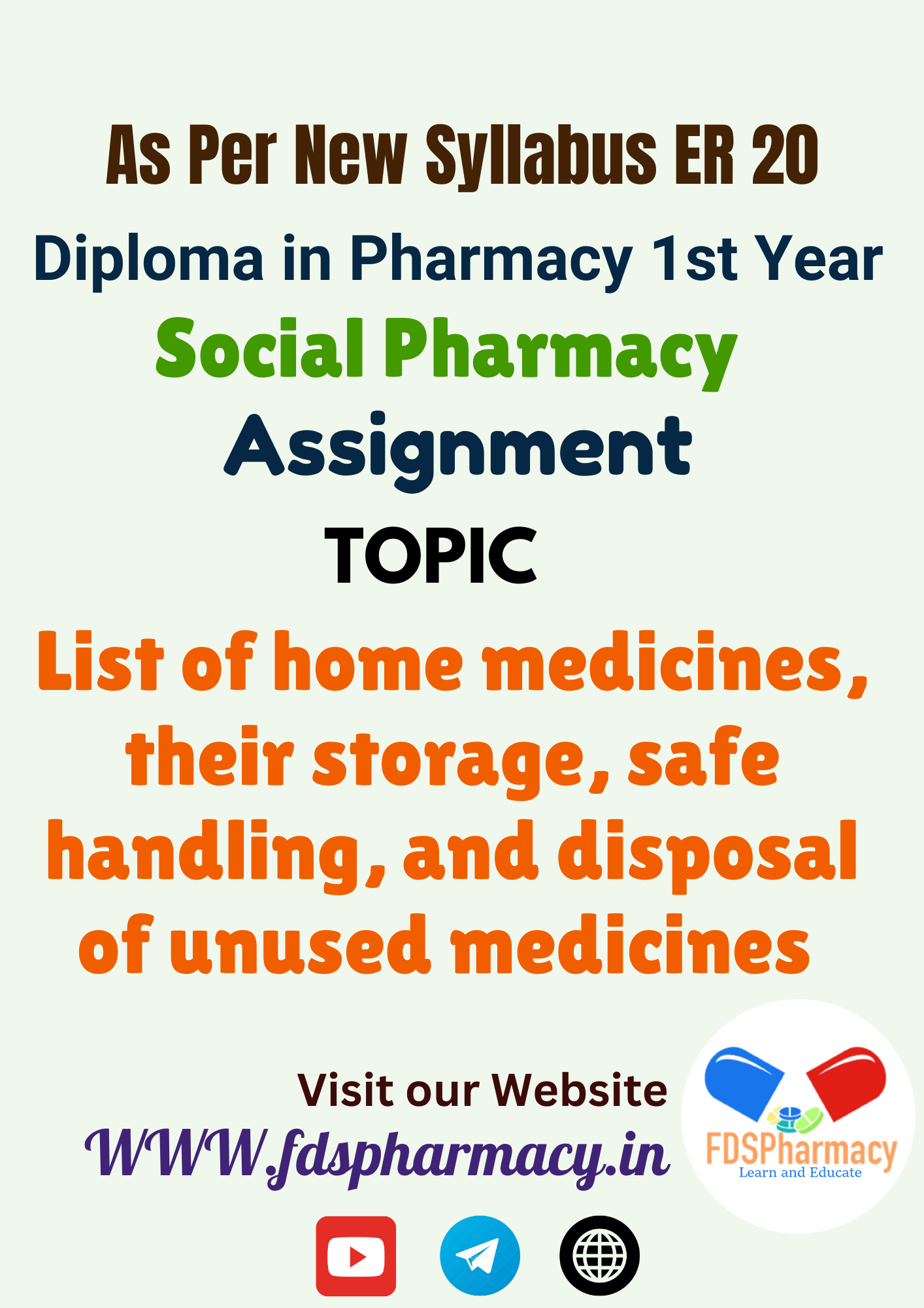 List of home medicines, their storage, safe handling, and disposal of unused medicines Assignment