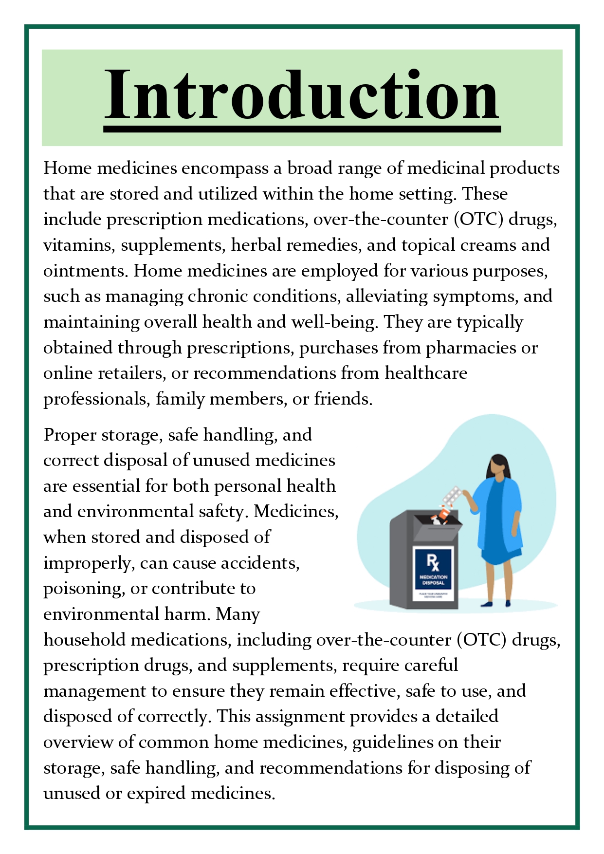 List of home medicines, their storage, safe handling, and disposal of unused medicines Assignment - Image 5