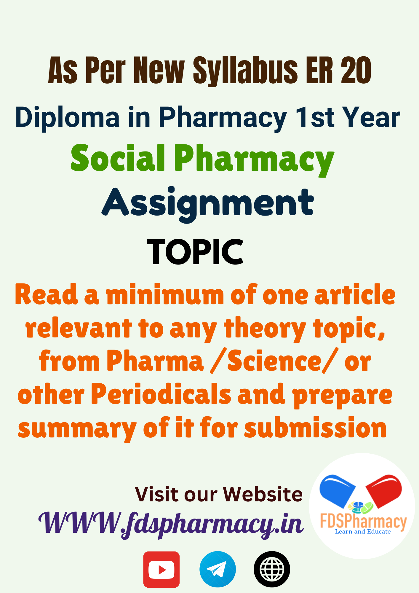 Read a minimum of one article relevant to any theory topic, from Pharma /Science/ or other Periodicals and prepare summary of it for submission Assignment
