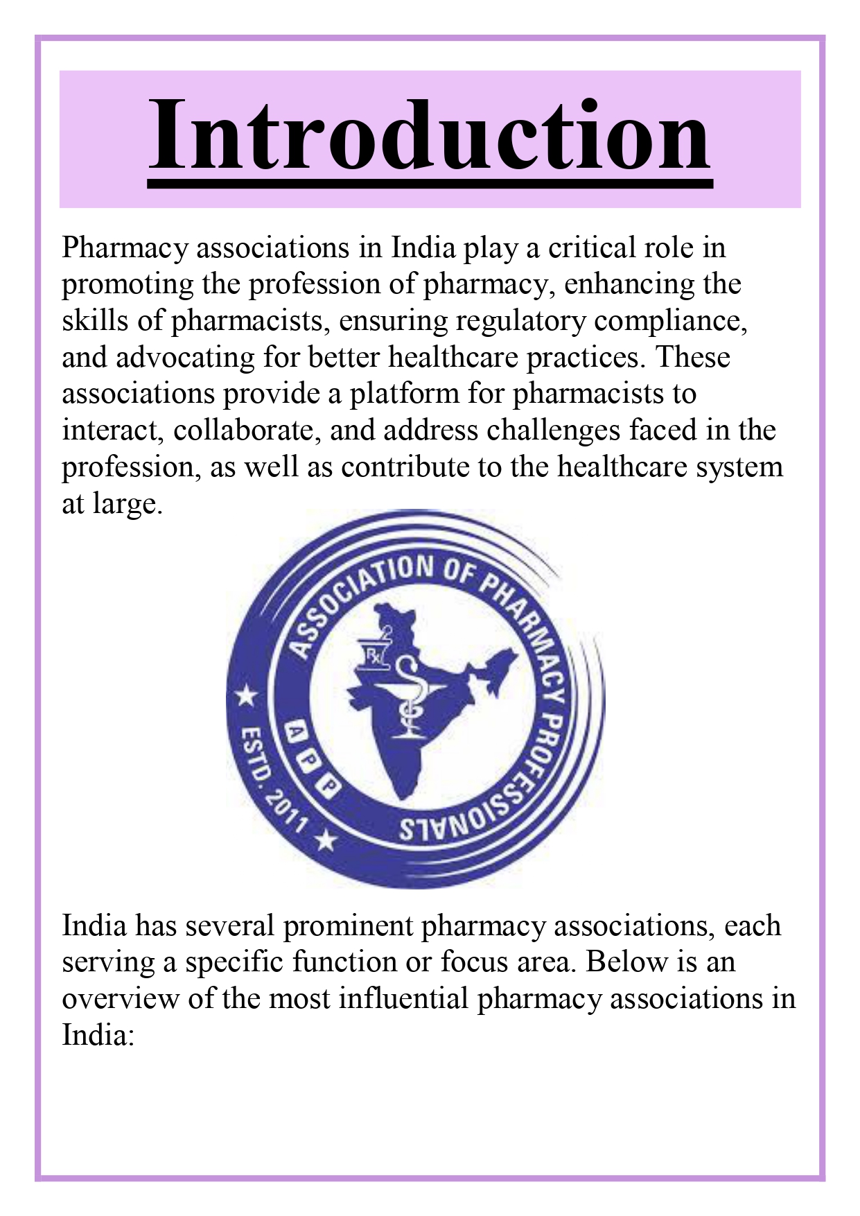 Overview of pharmacy associations in India Assignment - Image 5