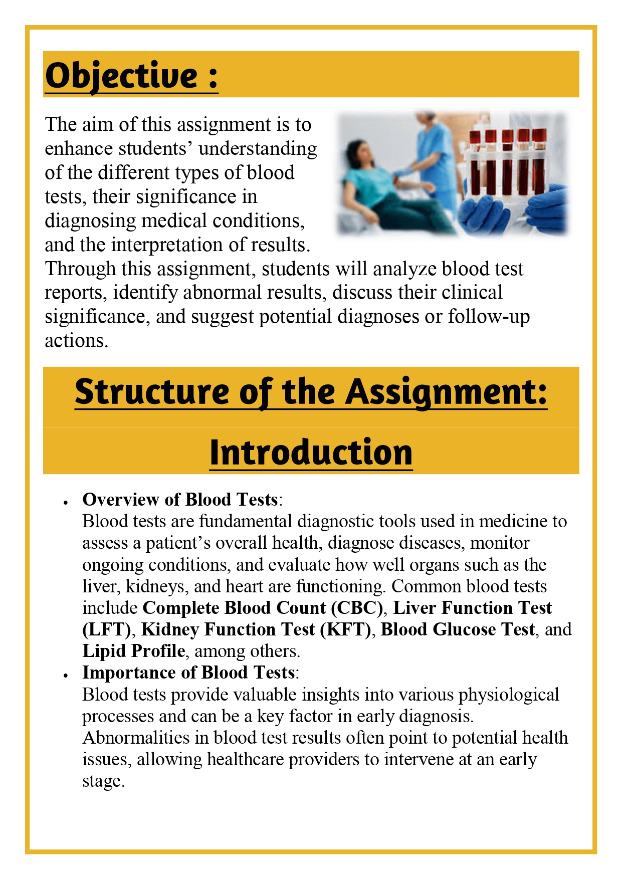 The students shall be asked to submit written assignments on Various Pathology Lab Reports (Blood Test) Assignment - Image 5