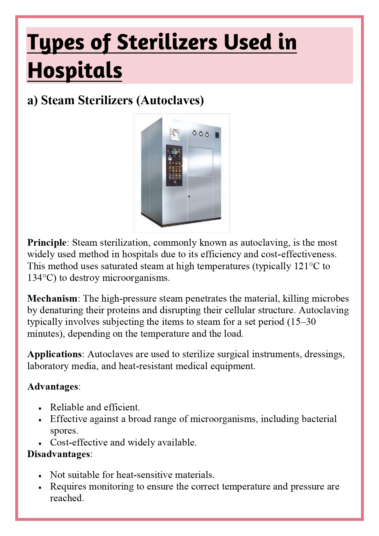 Various types of sterilizers and sterilization techniques used in hospitals Assignment - Image 6
