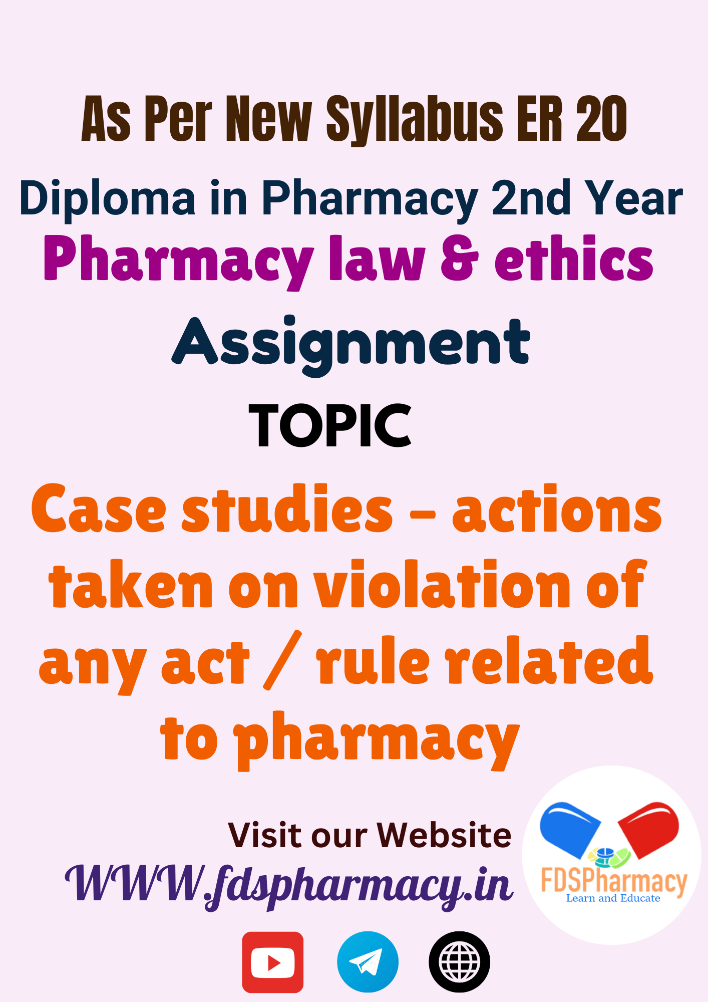 Case studies – actions taken on violation of any act / rule related to pharmacy Assignment