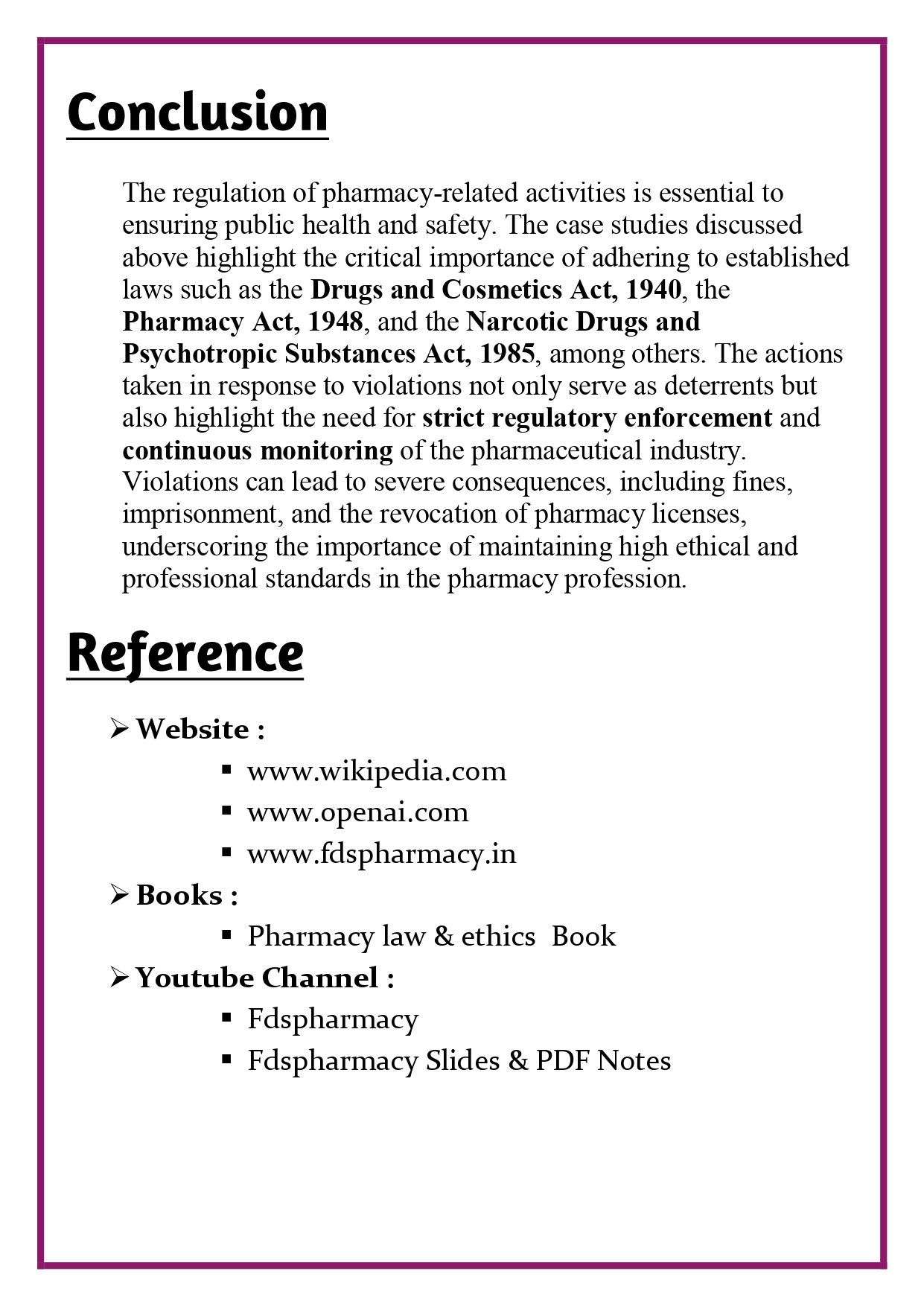 Case studies – actions taken on violation of any act / rule related to pharmacy Assignment - Image 6