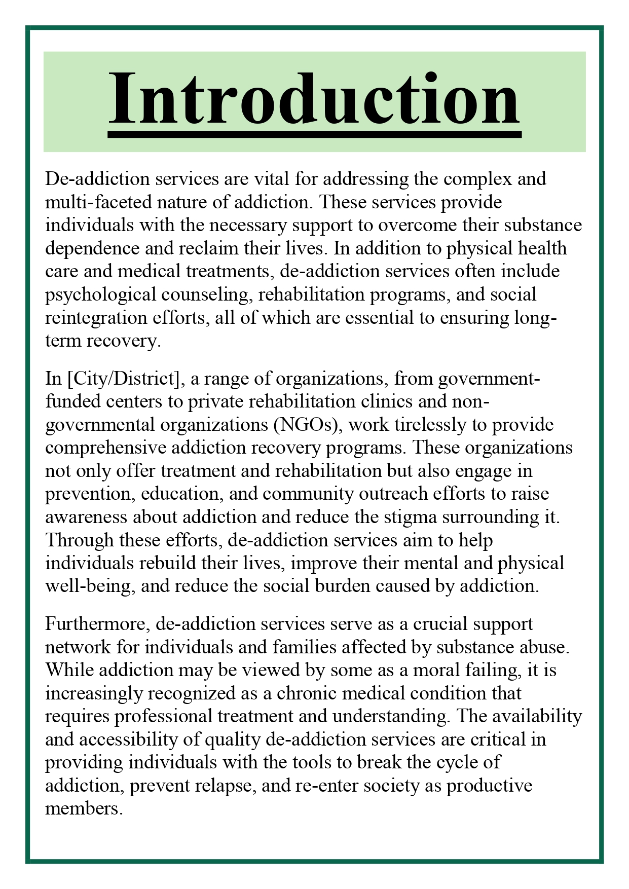 Information about the organizations working on de-addiction services in the region (city / district, etc.) Assignment - Image 5