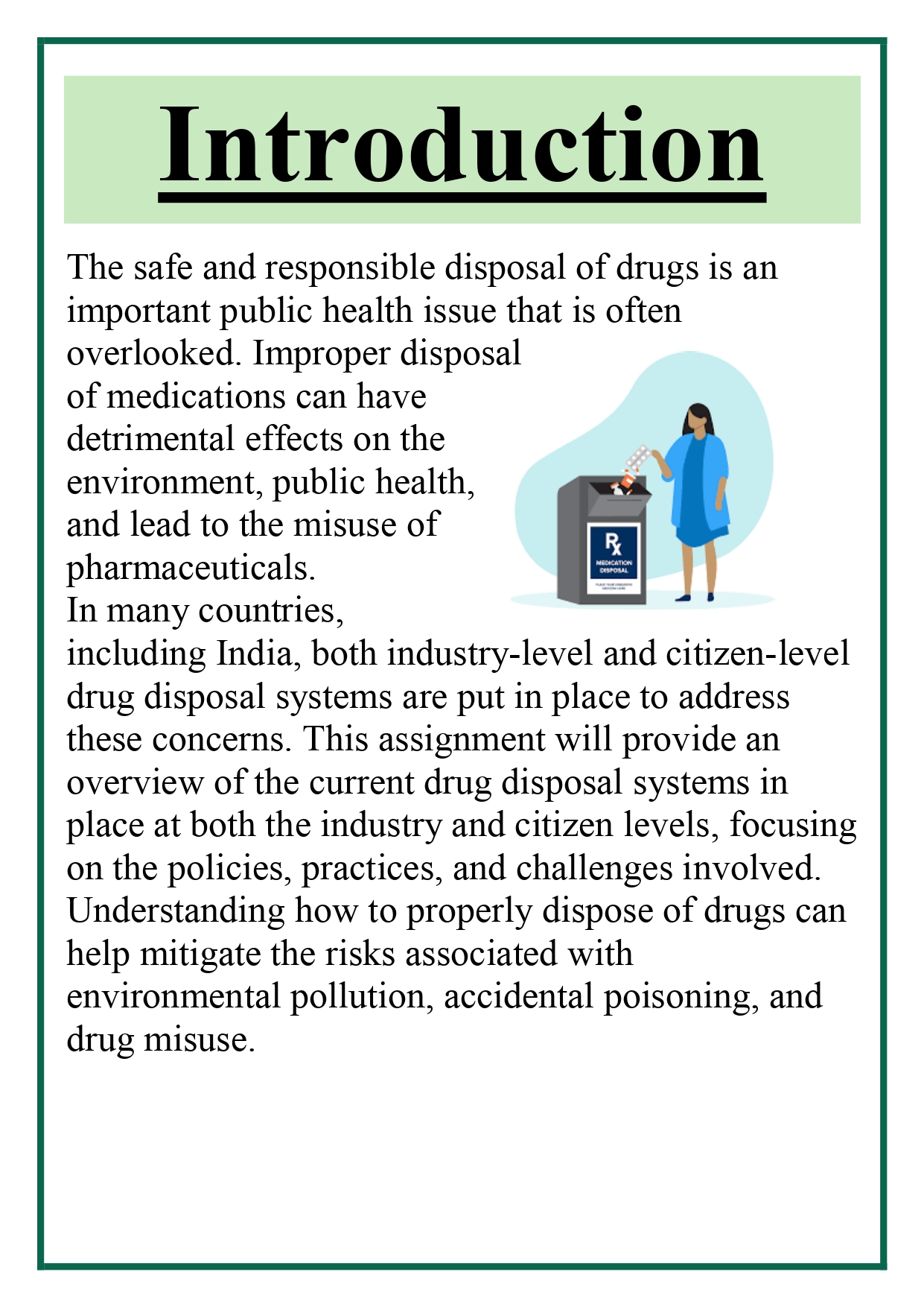 Drug disposal systems in the country, at industry level and citizen level Assignment - Image 5