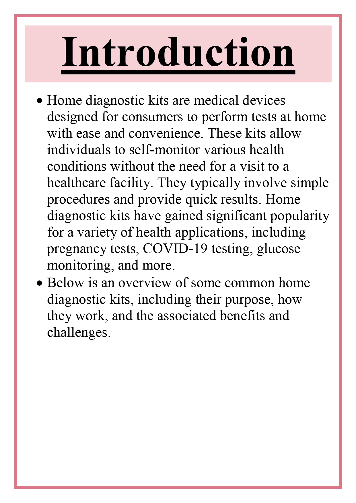Home Diagnostic Kits - Pregnancy Test, COVID testing etc Assignment - Image 5